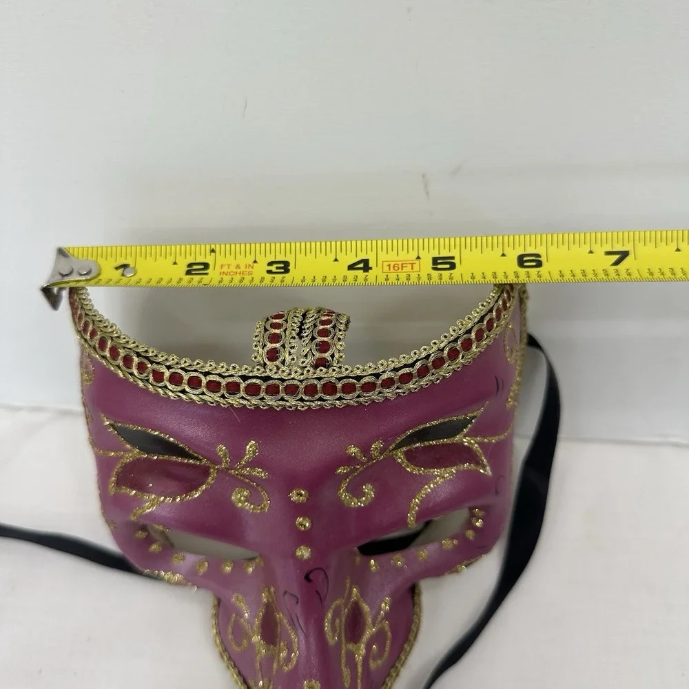 Purple Gold Venetian Mardi Gras Nose Mask MASQUERADE CARNIVAL PARTY Zanni Plague